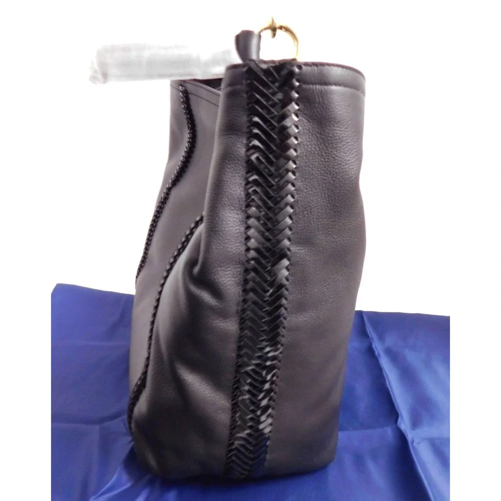 New Cole Haan Nickson‎ Black Leather Double Strap Hobo Bag